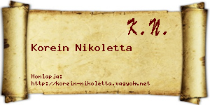 Korein Nikoletta névjegykártya